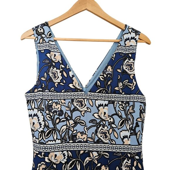 Women's - Vince Camuto Blue Floral Flared Dress, Size 12 - Picture 2 of 9